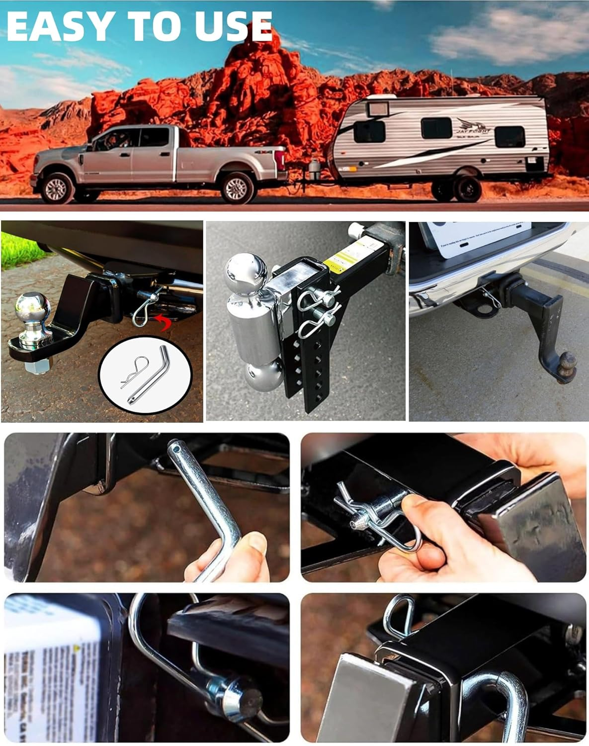 21580 Trailer Hitch Pin & R Clip,5/8 Inch/16Mm Diameter,Tow BAR Trailer Ball Mount Receiver,Fits 2"&2-1/2" Receiver image number 5