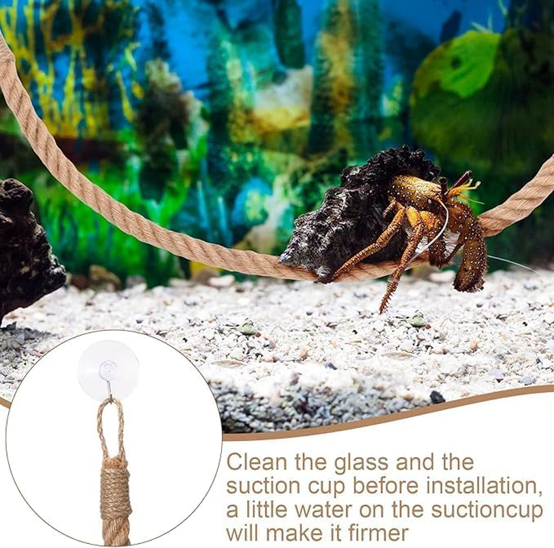 1Pcs Hermit Crab Climbing Jute Rope Ladder with Hooks - 21.6" Reptile Tank Terrarium Accessories for Lizards, Geckos, Snakes - Durable Habitat Decor