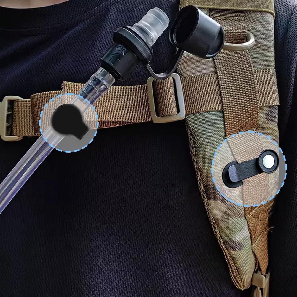 Bladder Clip, Magnetic Water Tube Clip Hydration Hose Magnet Backpack Molle Clips Drinking Straw Webbing Secure Management for Cycling Bag Tactical Packs Outdoor Activities image number 3