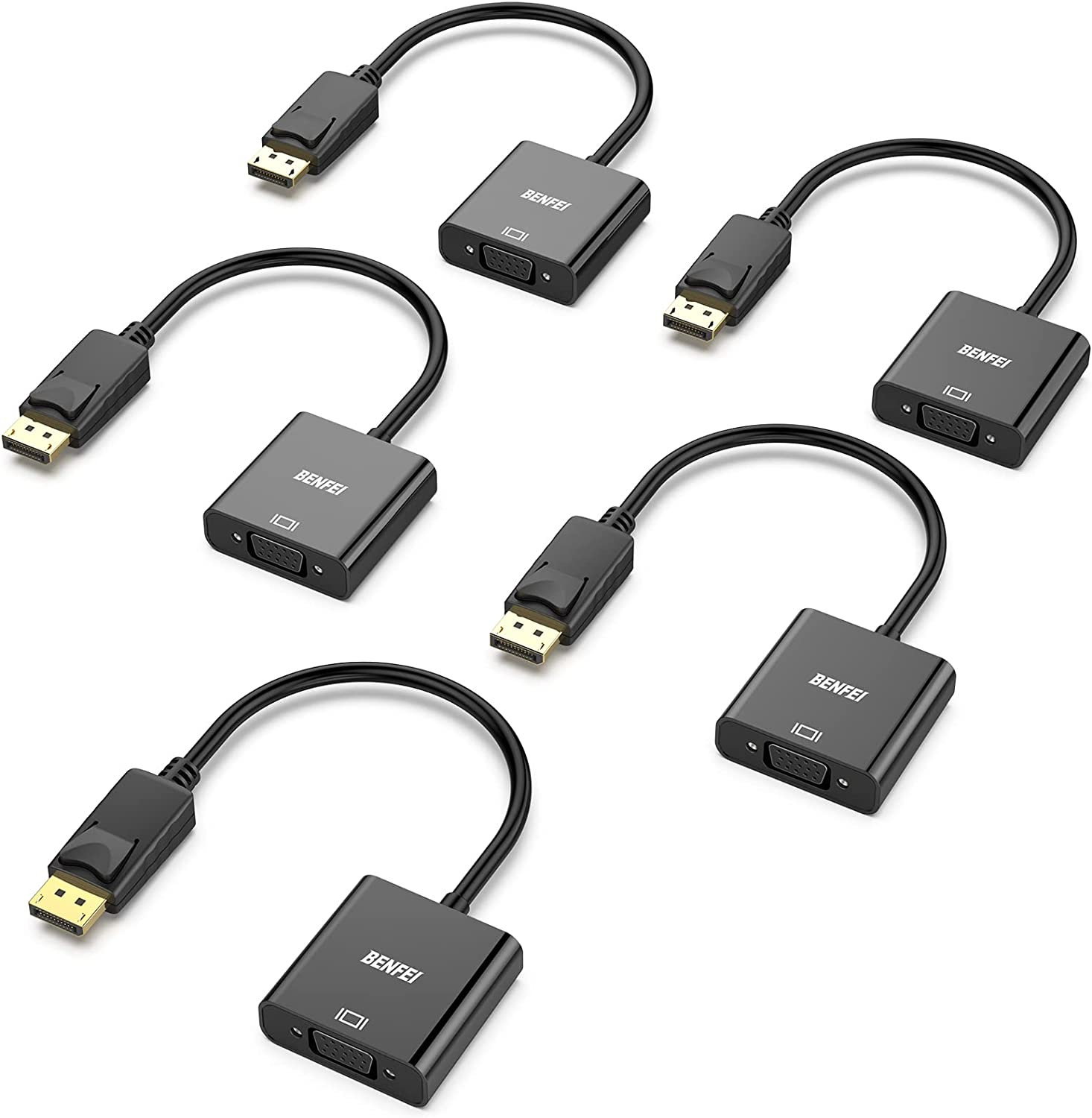 BENFEI Displayport to VGA 5 Pack,Gold-Plated Uni-Directional DP Computer to VGA Screen Adapter 1080P (Male to Female) Compatible for Lenovo, Dell, HP, ASUS image number 1