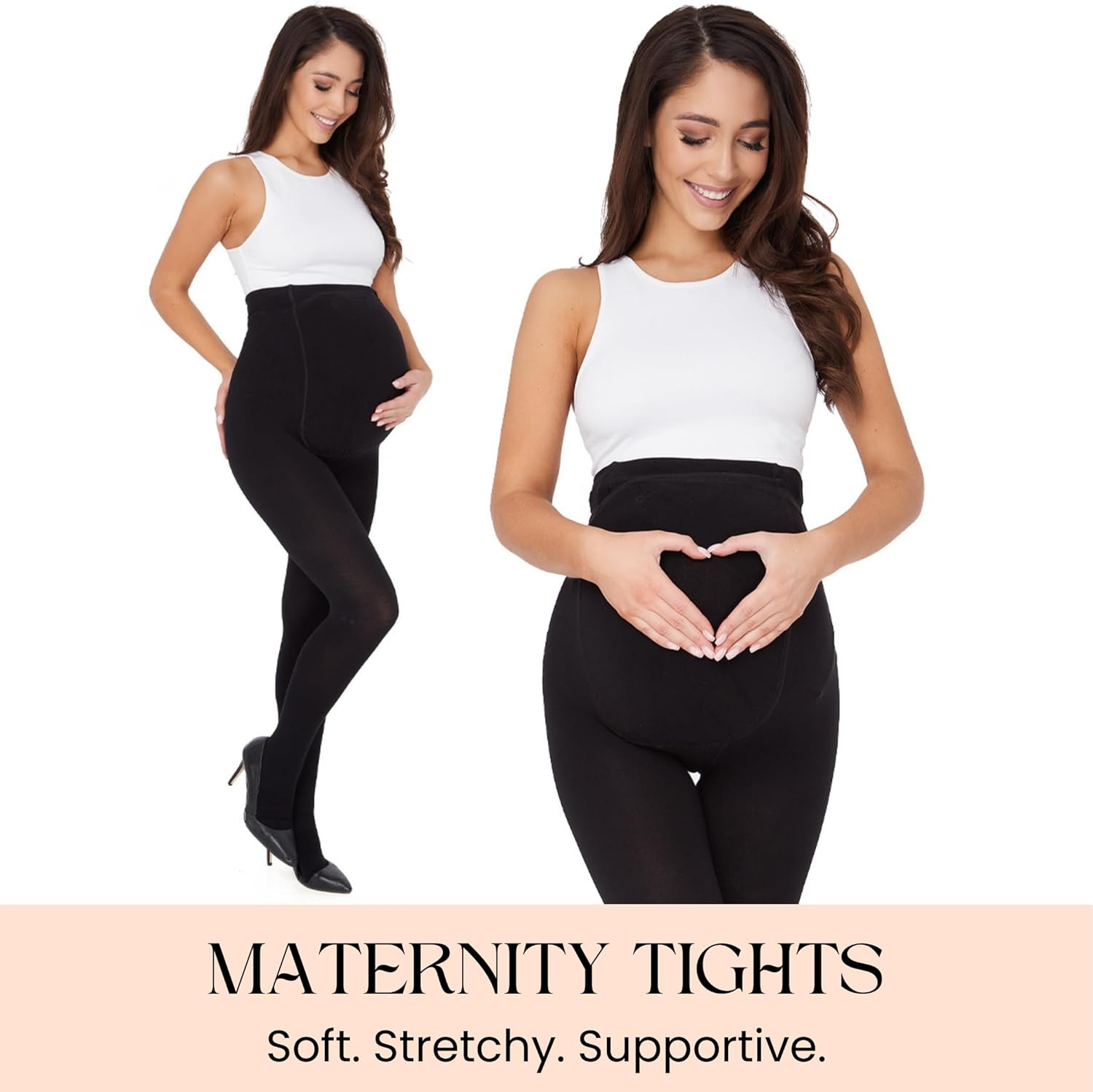 OVISSA Maternity Thick Tights 600 DEN Opaque Winter Pregnancy Tights with Adjustable Waist High-Waisted Ultra-Thick Cotton Pantyhose for Women, Sizes XS-XL image number 5