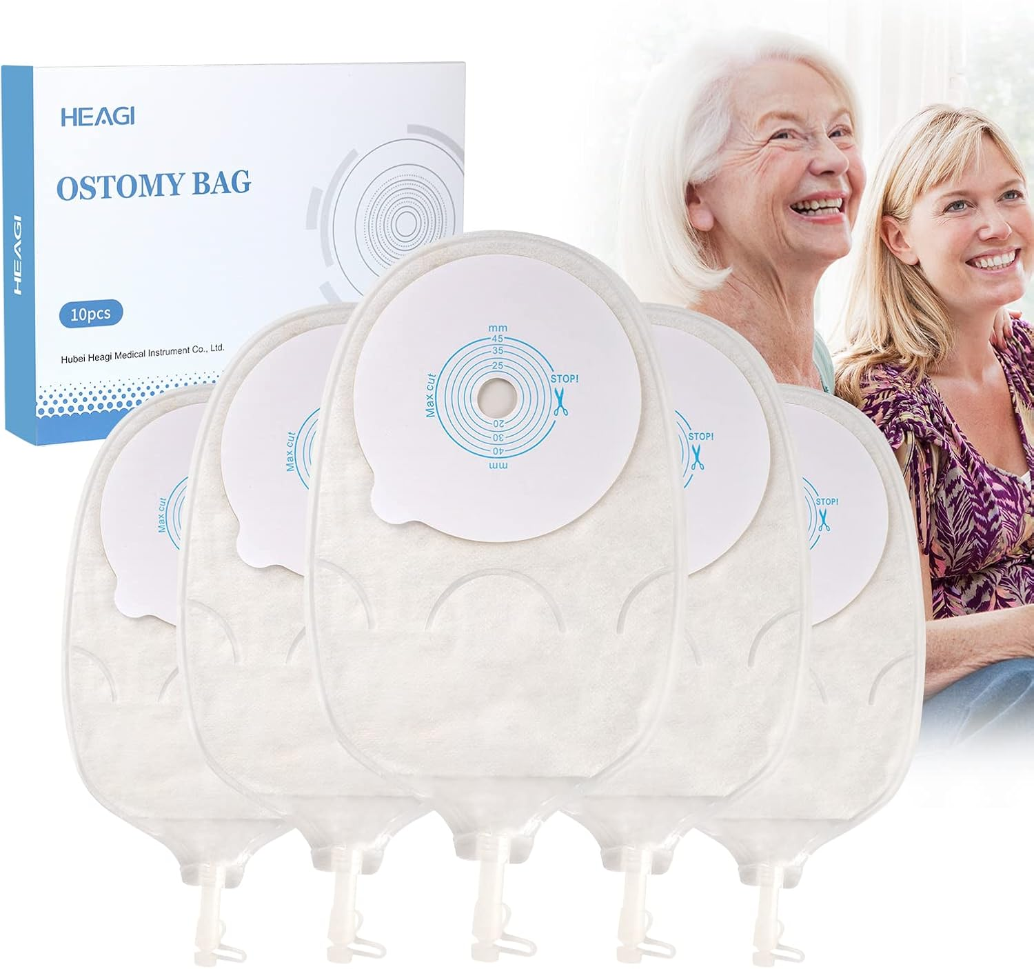 10PCS Urostomy Bags, One Piece Stoma Bag for Urine Anti-Backflow Urostomy Bag Suppliers, 15-45Mm Cut-To-Fit Drainable Pouch Ostomy Stoma Bags for Ileostomy Stoma Care image number 1