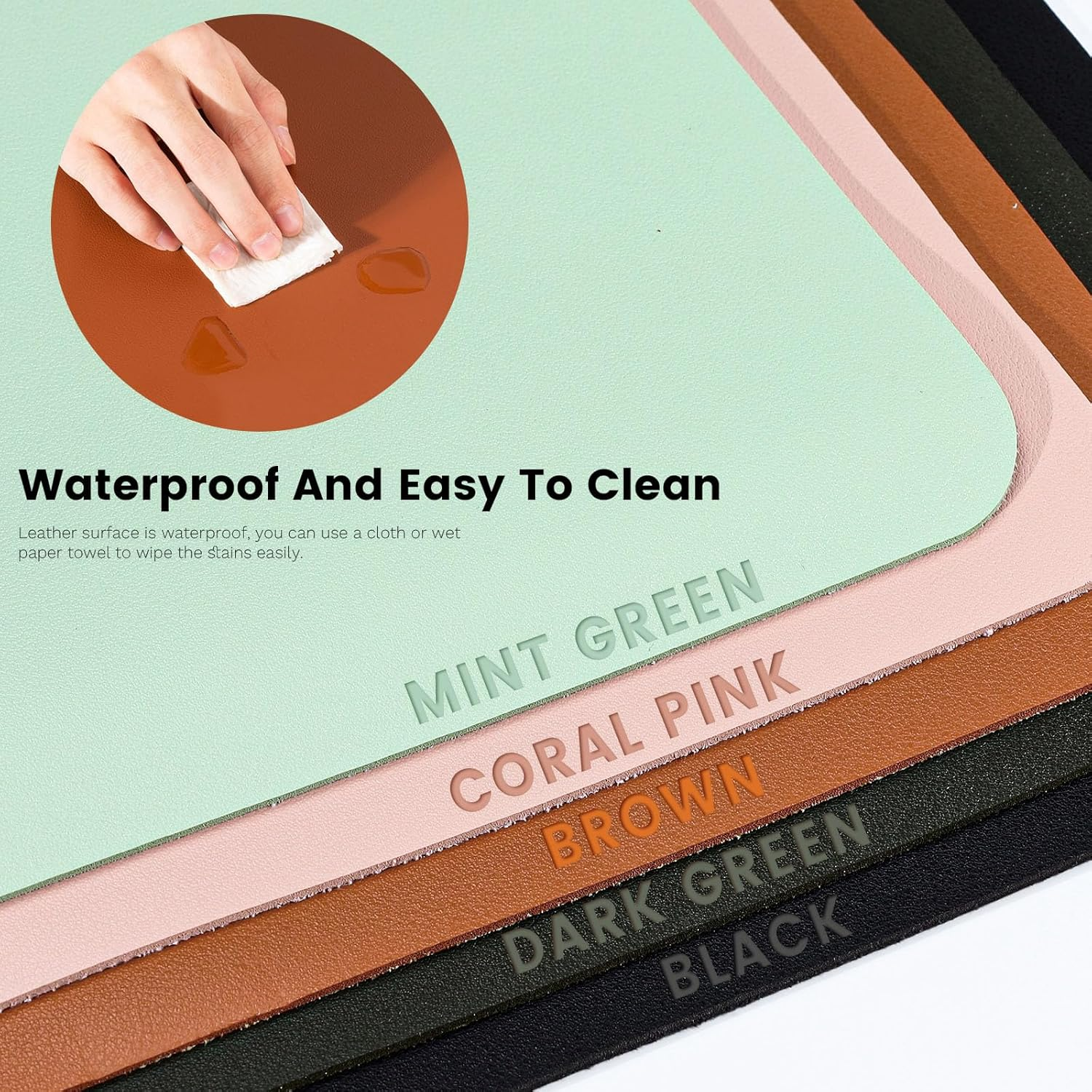 Bagentry Black Leather Desk Mat, Non-Slip Large Computer Desk Pad Protector, Waterproof Office Desk Mouse Pad Blotter for Desktop Keyboard Gaming Home Decor (Black) image number 2