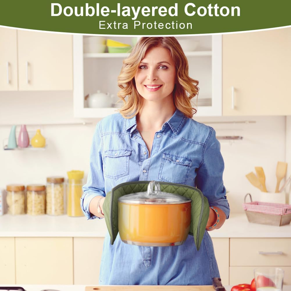 AUAUY 1 PC Double Oven Gloves, 250&deg;C/482&deg;F Heat Resistant BBQ Oven Mittens with Ropes, Exquisite Stitching Design Gloves Oven Mitts, Thick Cotton Oven Glove Mitts for Cooking Baking Grilling, Green