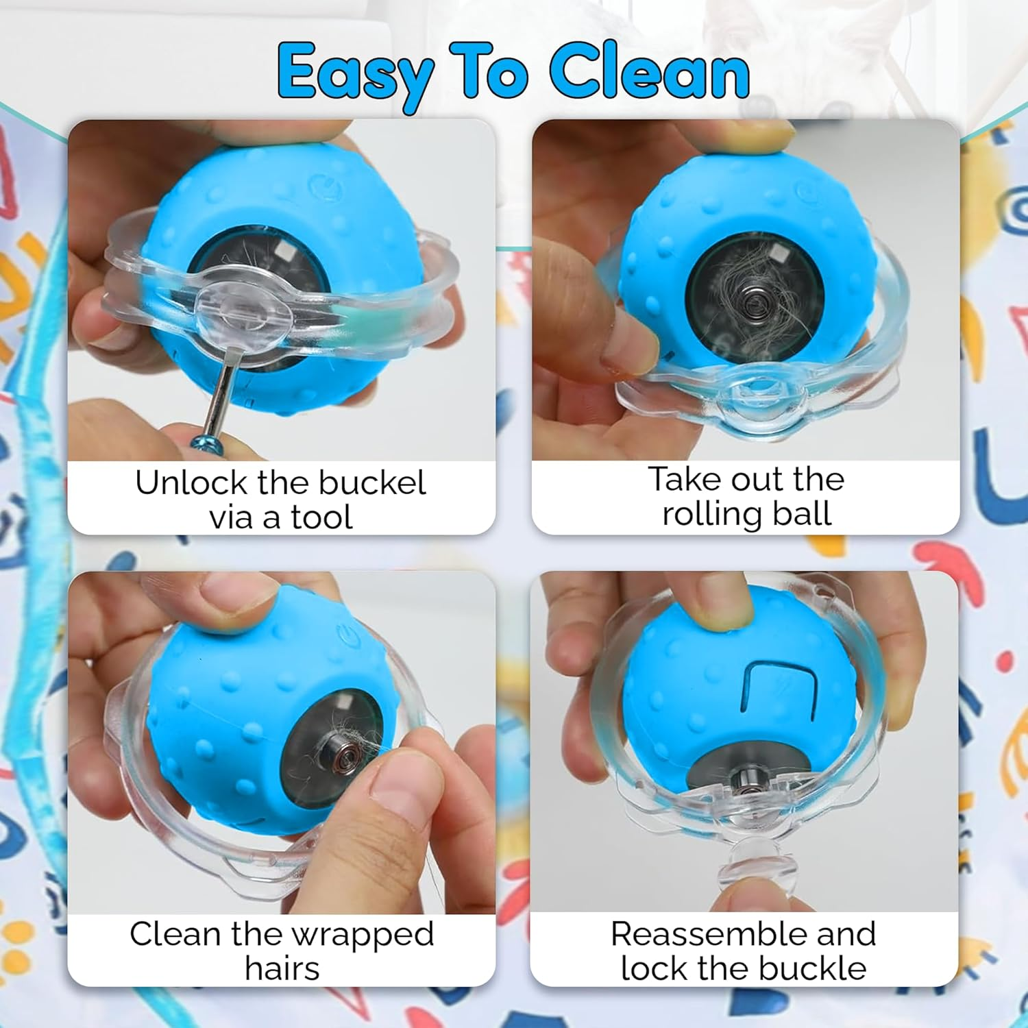 'Brylex Interactive Cat Toys, Motion-Activated Rolling Ball with Play Mat, Automatic Hide-And-Seek Game, Fast & Slow Modes, USB Rechargeable Cat Enrichment Toy, 28'' Play Mat' image number 3