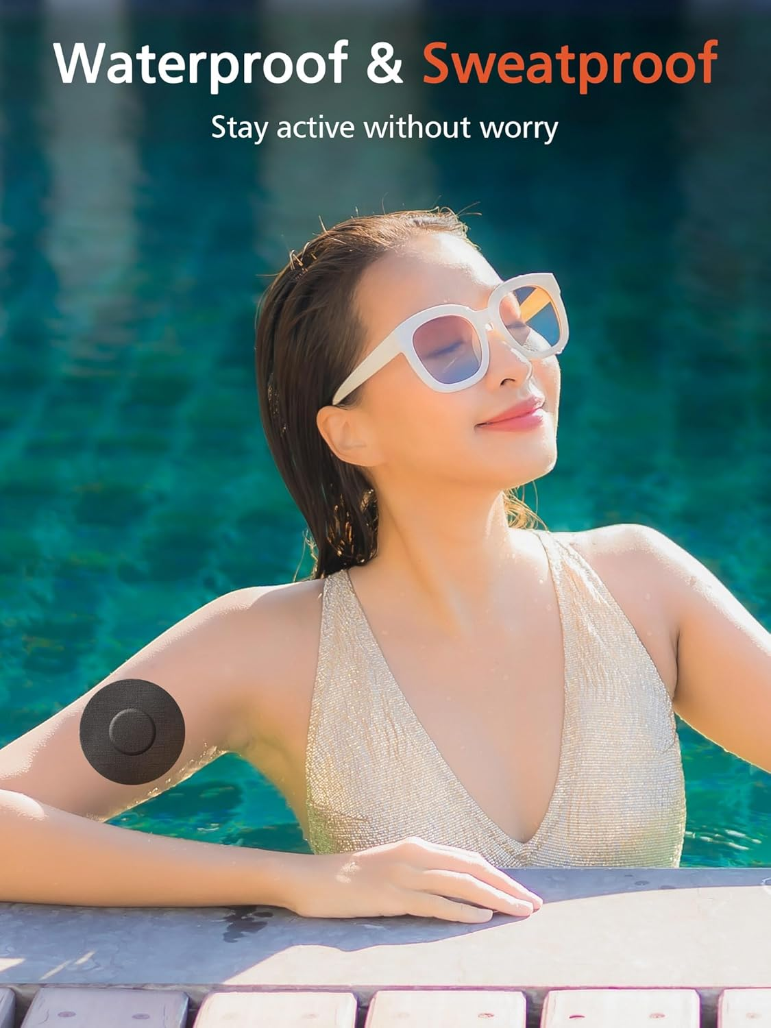 40 Pack Libre 2 Sensor Covers, Waterproof Skin-Friendly Freestyle Libre 2 Glucose Sensor Cover Long Lasting for 10-14 Days, No Glue in the Center by SUNMON (Black) image number 3