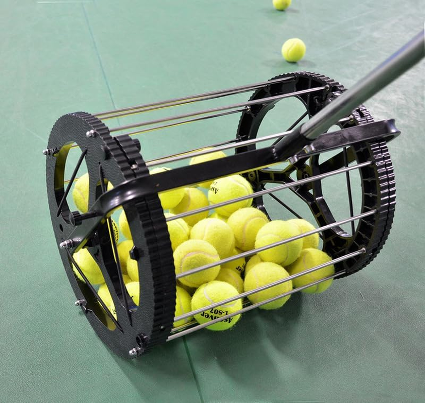 Tennis Balls Retriever Picker Hopper Roller Stand Trainer 80 Balls Storage image number 5