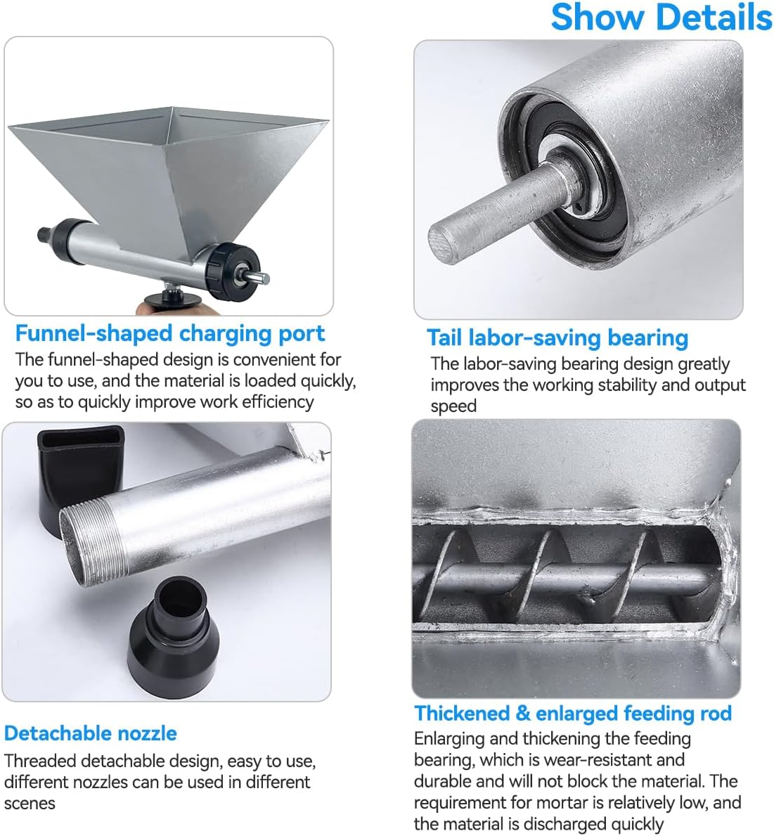 Electric Mortar Grout Gun, Portable Cement Grouting Machine, Reusable Cordless Caulking Applicator Finishing Tool with 8 Nozzles (Without Electric Drill) (1) (Xa017A) image number 5