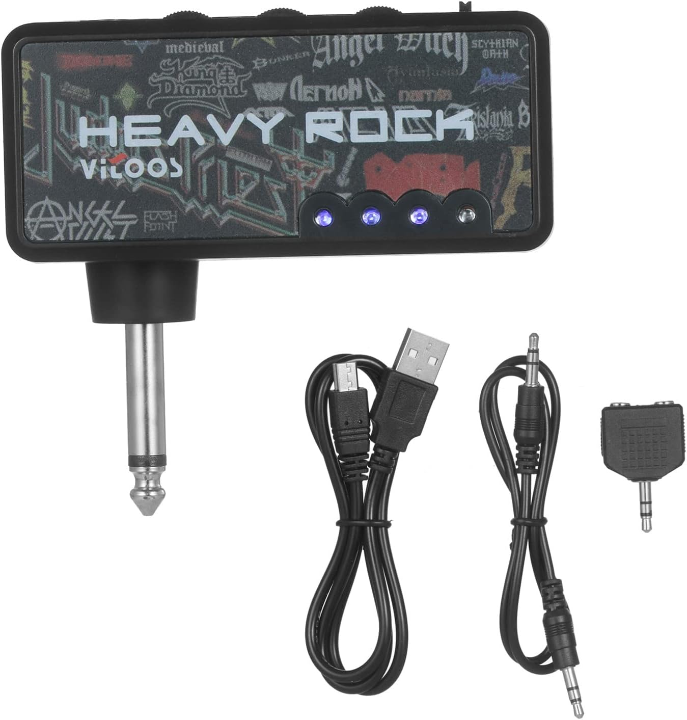 Electric Guitar Amp, Electric Guitar Plug Mini Headphone Amp Amplifier Heavy Rock Compact Portable