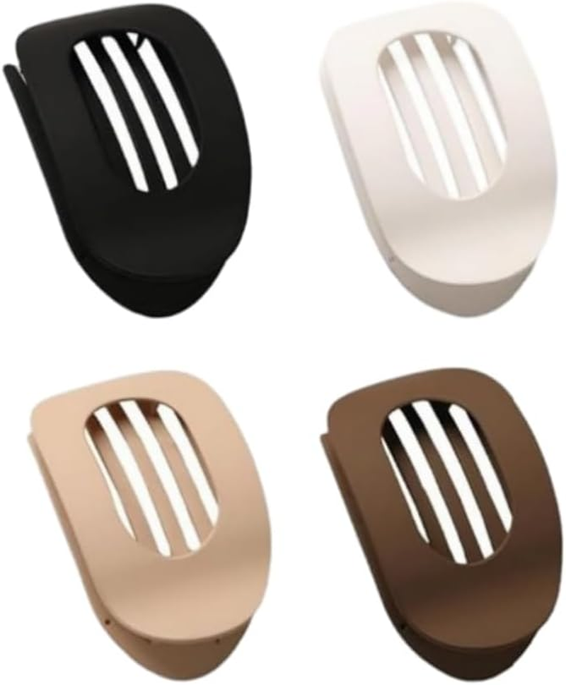 FACAING Flat Claw Clip, 4Pcs Flat Hair Clip, Flat Hair Clips, Flat round Hair Claw Clips, Durable French Barrettes, Non-Slip Hair Curved Design Women'S Hair Clips for Thin to Thick Hair (4 Colors)