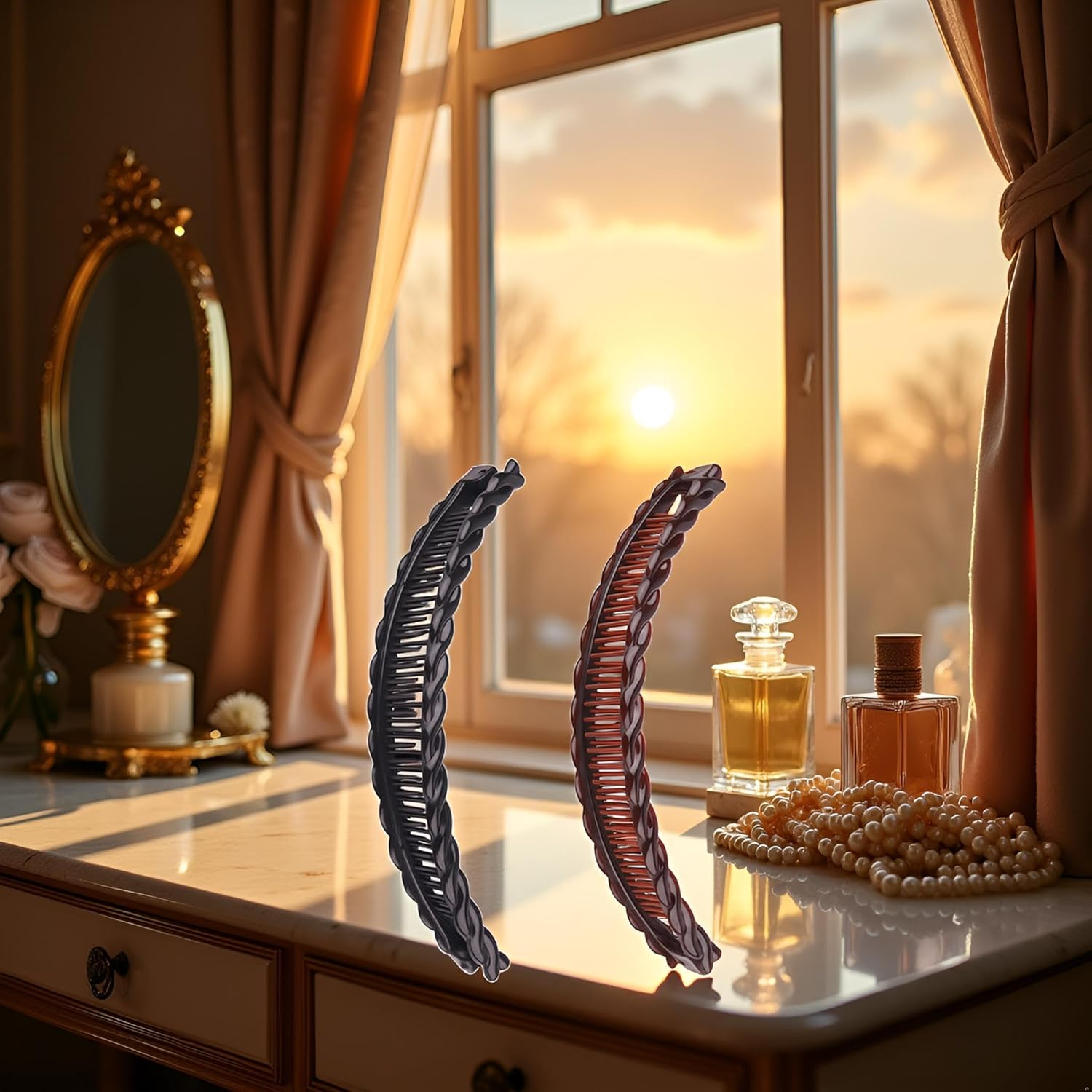 2 Pack One Black and One Brown Tort Banana Clips Fish Clips Vintage Clincher Combs Tool for Thick Curly Hair Accessories Banana Hair Comb Fish Grip Slide Hair Clips Claws Set，Clips and Barrettes image number 5