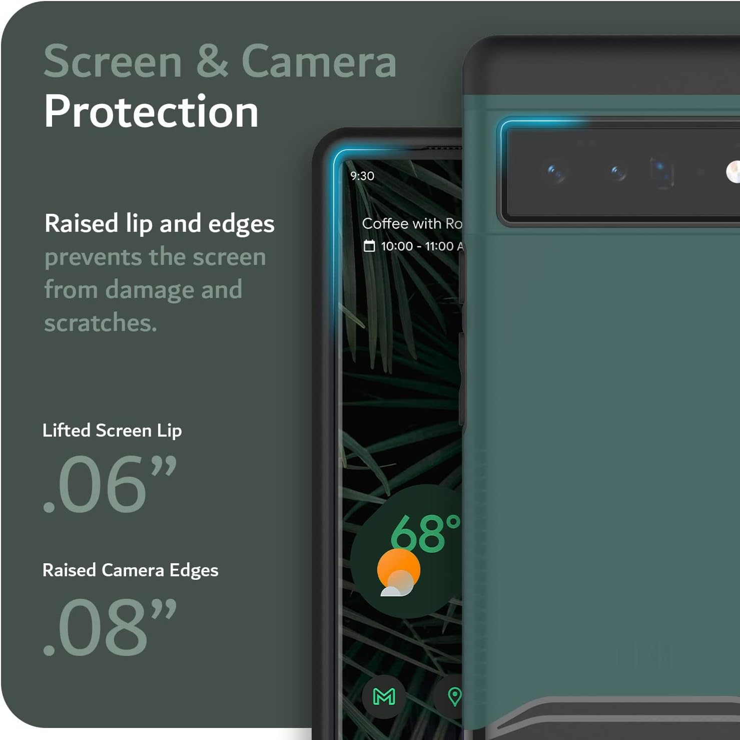 TUDIA Dualshield Designed for Google Pixel 6 Pro Case (2021), [Merge] Shockproof Military Grade Heavy Duty Dual Layer Tough Slim Hard Protective Case Cover (Hunter Green)