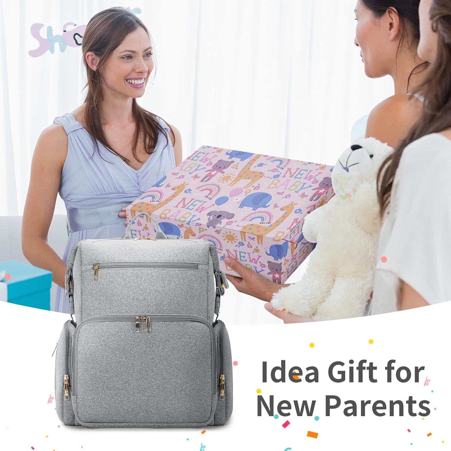 CEI-CEI Neoprene Diaper Bag Backpack with Changing Pad, Large Newborn Baby Maternity Bags Travel Tote with Insulated Pockets