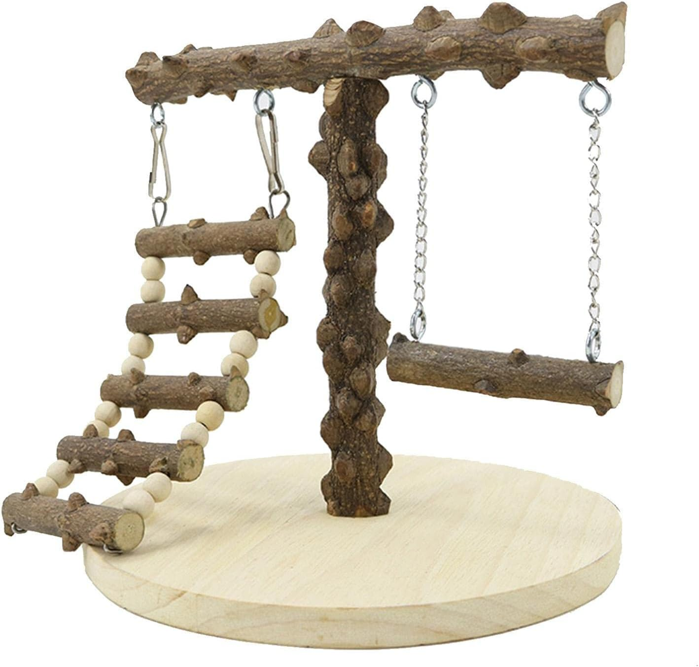Parrot Play Stand Small, Bird Playground, Training Stand with Ladder and Swing Cockatiel Playground for Pet Bird image number 1