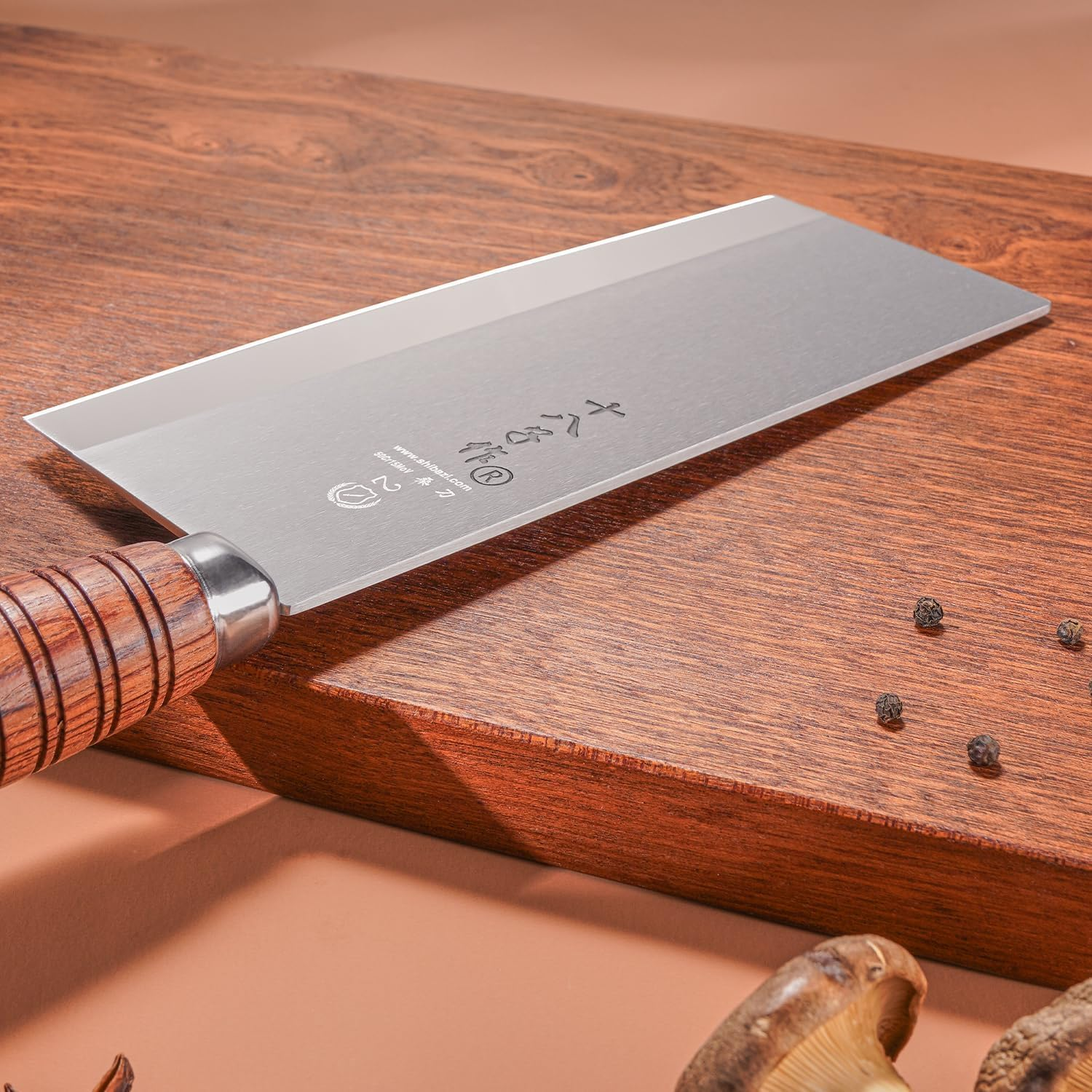 SHI BA ZI ZUO Cleaver Knife,Professional Chef Knife for Vegetable Slicing and Meat Cutting,Stainless Steel Kitchen Knife with Anti-Slip Wooden Handle image number 4