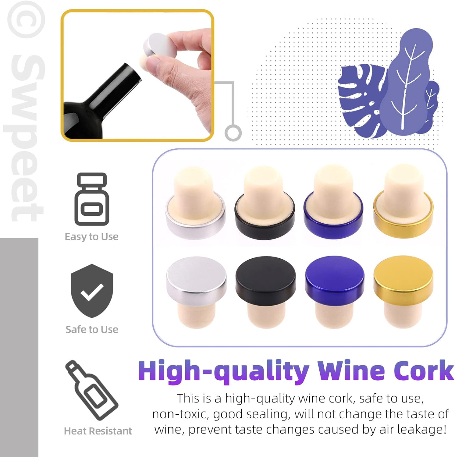 Swpeet 54Pcs 3 Colors Gold Black Red PVC Heat Shrink Capsules and Wine Bottle Cork Tops Stopper with Plastic Top Assortment Kit, Sealing Plug Bottle Cap with Shrink Wrap for Wine Bottles