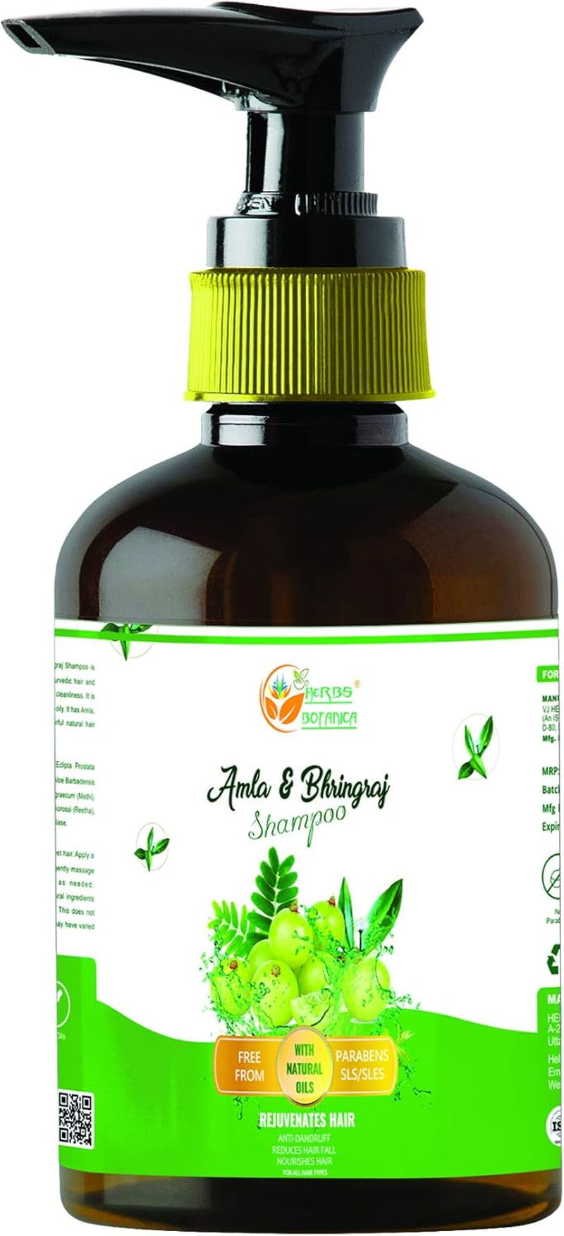 Herbs Botanica Herbal Amla and Bhringraj Shampoo 6.76 Fl Oz | 200 ML SLS Parabeen Free for All Hair Types image number 2