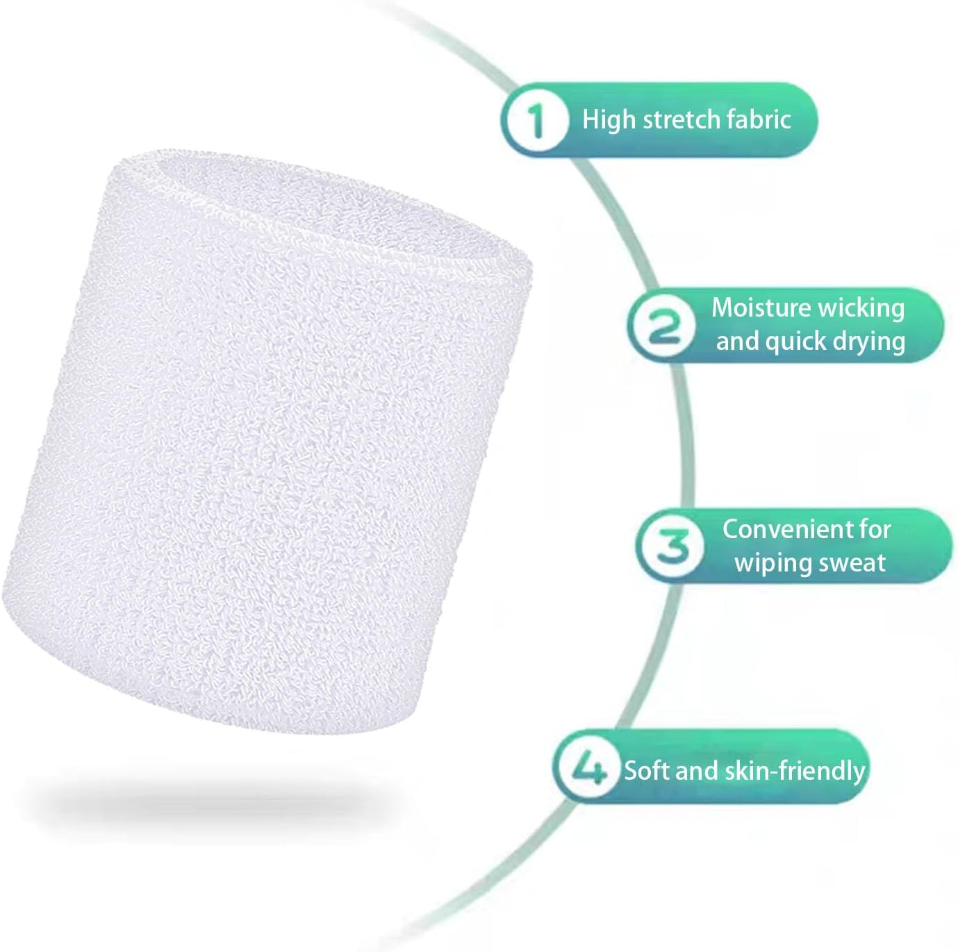 Fecawd Wristbands Sweatbands for Men & Women, Breathable Tennis Wrist Bands Absorbent Sweat Band Multiuse Wristband for Basketball, Running, Gym, Working Out - Black Wristbands image number 6