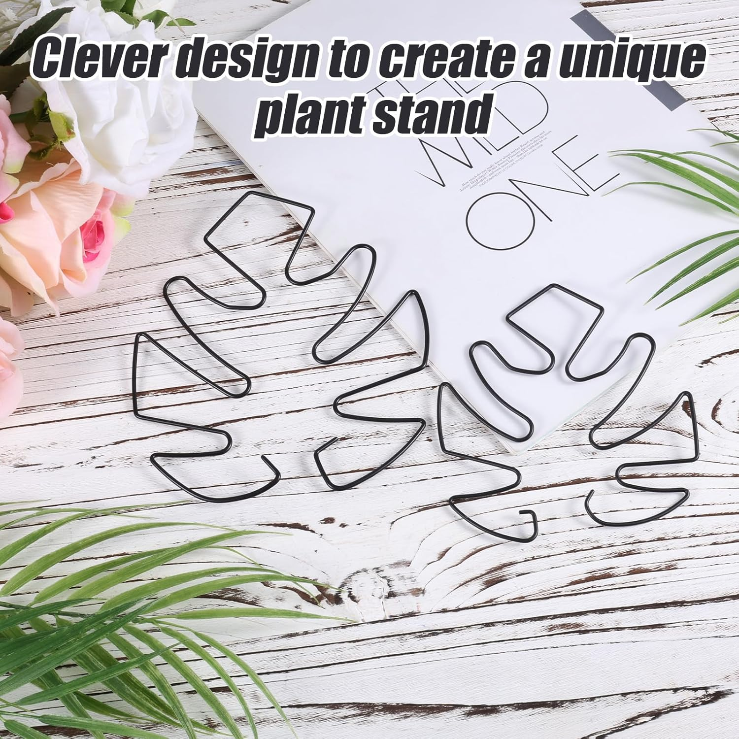 BOXOB Pack of 2 Plant Supports for Monstera Leaves, 2 Sizes Hooks to Support Climbing Plant Stems, Ideal Plant Support Monstera for Thriving Plant Growth (Black) - Black image number 5