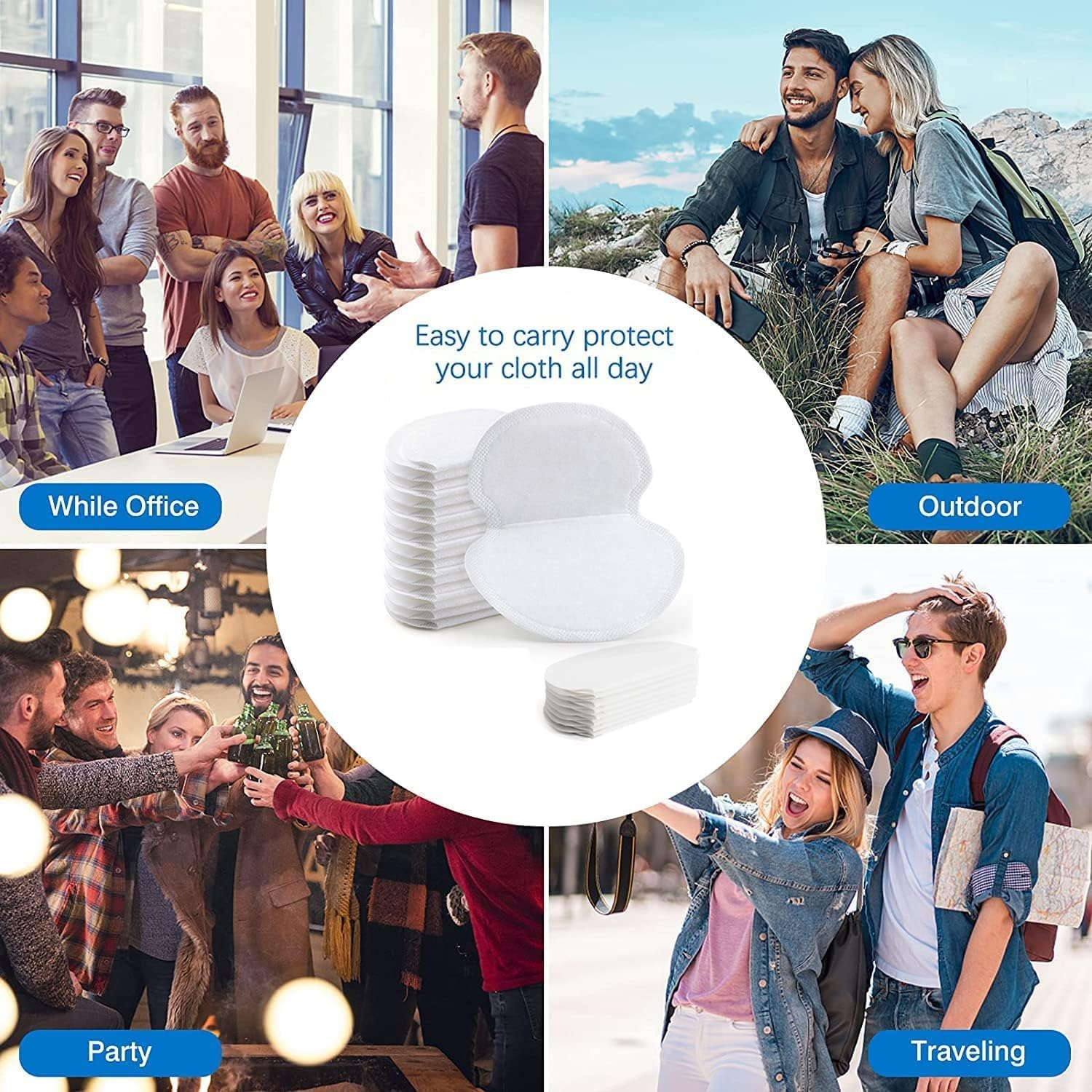 100 Pcs Underarm Sweat Pads, Self Adhesive Armpit Sweat Pads Shields Pads Disposable Sweat Absorbing Pads Perspiration Pads Sweat Patches Sweat Block for Women and Men image number 2