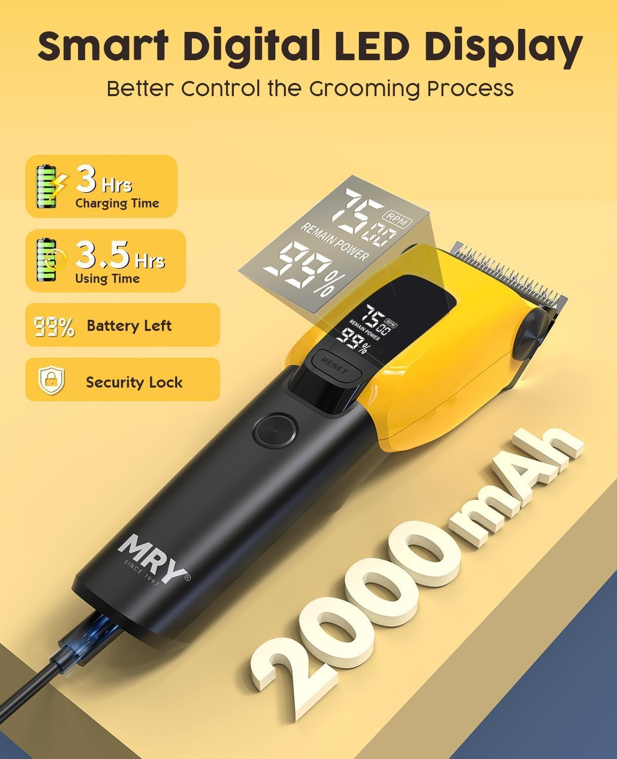 Dog Grooming Kit with 6 Guide Combs, USB Rechargeable Dog Clippers, Low Noise Cordless Electric Pet Hair Trimmers Set for Small Large Dogs Cats image number 6