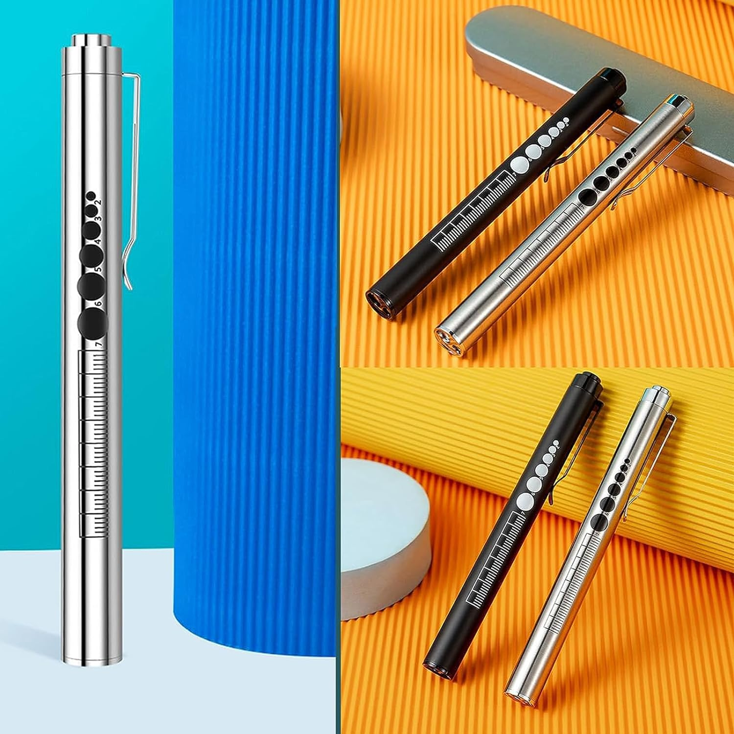 YUENTOEN Pen Light, LED Pupil Gauge Penlight with 2 Light LED Sources, USB Rechargeable Mini Penlight for Gifts Home Camping Outdoor(Silver) image number 5