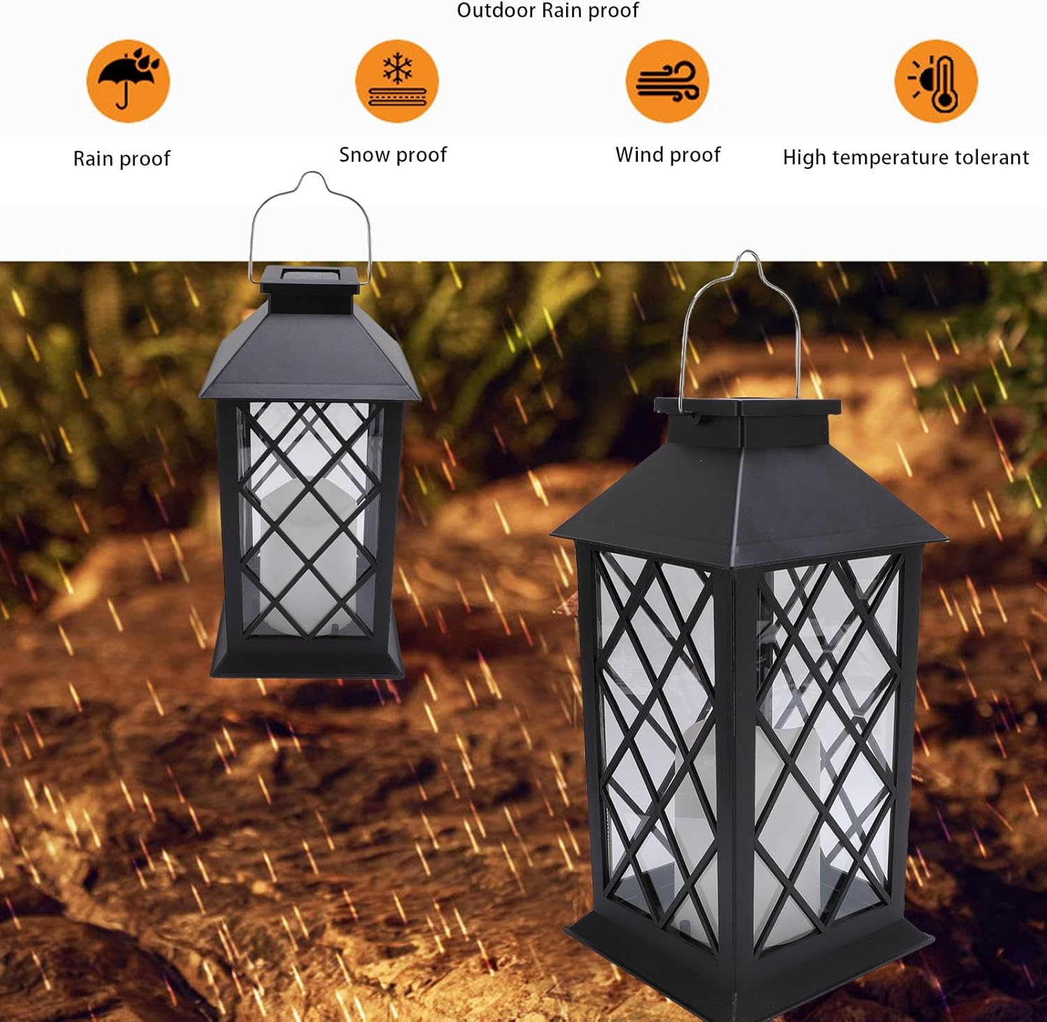 Viagasafamido Solar Yard Lantern Outdoor Garden Lantern Hanging with Built -In Solar Panel LED Flickering Flameless Candle for Terrace Pathway Tabletop Decorative Decorative image number 1