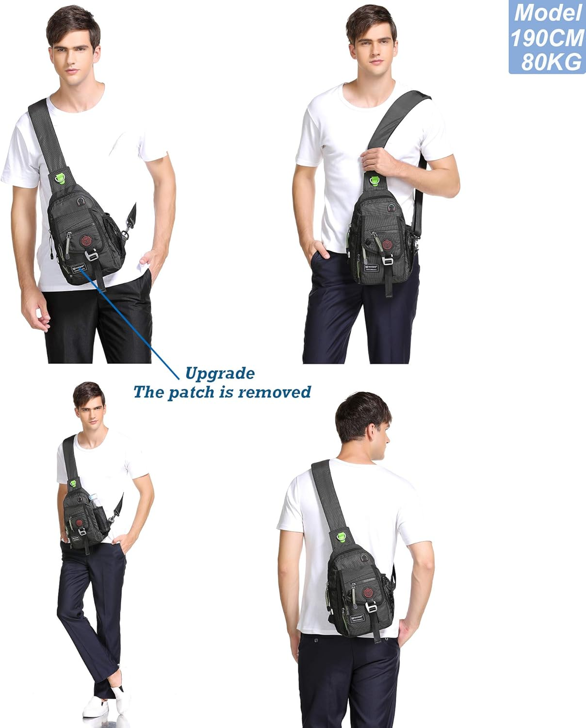 Nicgid Sling Bag Chest Shoulder Backpack Shoulder Bags for Ipad Tablet Outdoor Hiking Men Women - Dark Green image number 2