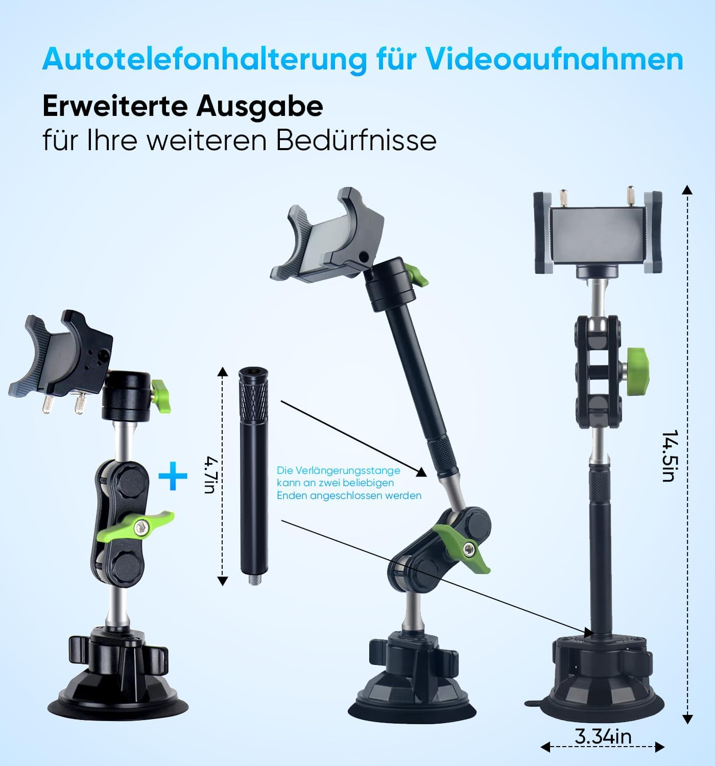 MAGIC JOHN Mobile Phone Holder Car, 360&deg; Rotatable Car Phone Holder, Strongest Suction Power and Stable Clamp, Car Mobile Phone Holder for Iphone Samsung, Car for 4-7 Inch Smartphone (Long) image number 5