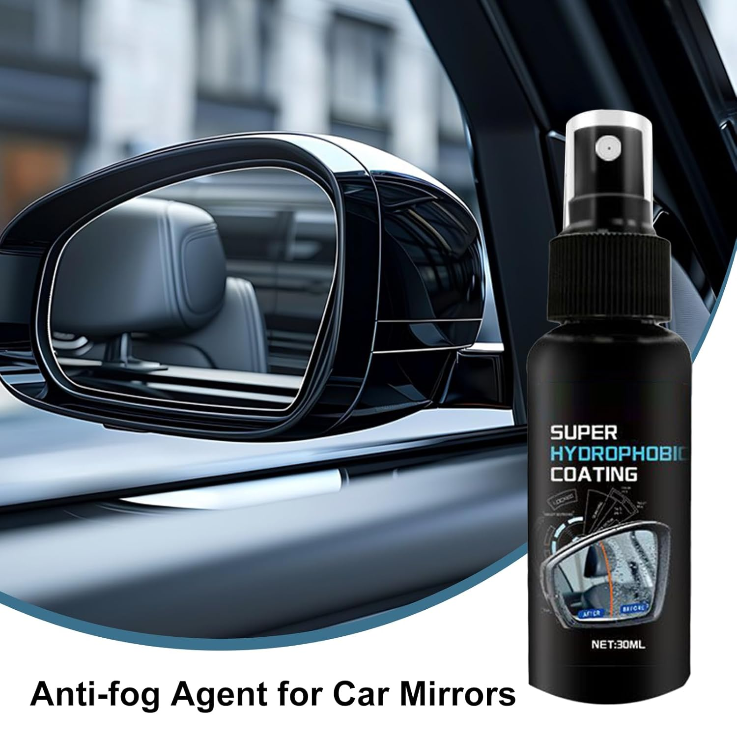 Car Glass Coating Spray,30Ml Rainproof Automotive Window Coating Agent | Anti-Fog Auto Window Restorer for Safe Driving Vehicle Maintenance Exterior Daily Care Rear View Mirror