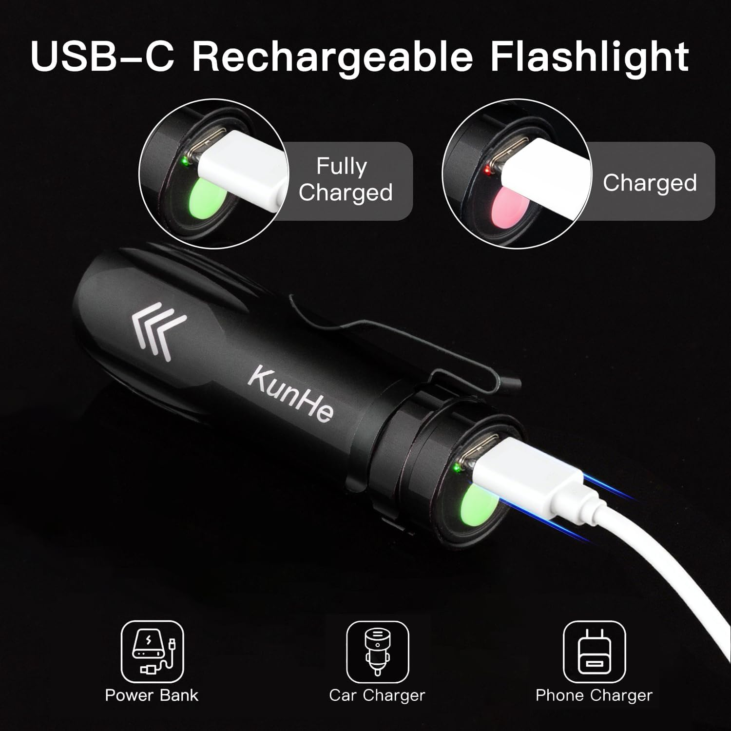 Kunhe 10 Pack Small Rechargeable Flashlights Bulk USB-C Mini High Lumen Flashlight Clip-On Portable Pocket Flash Light for EDC Emergency Home Use image number 5