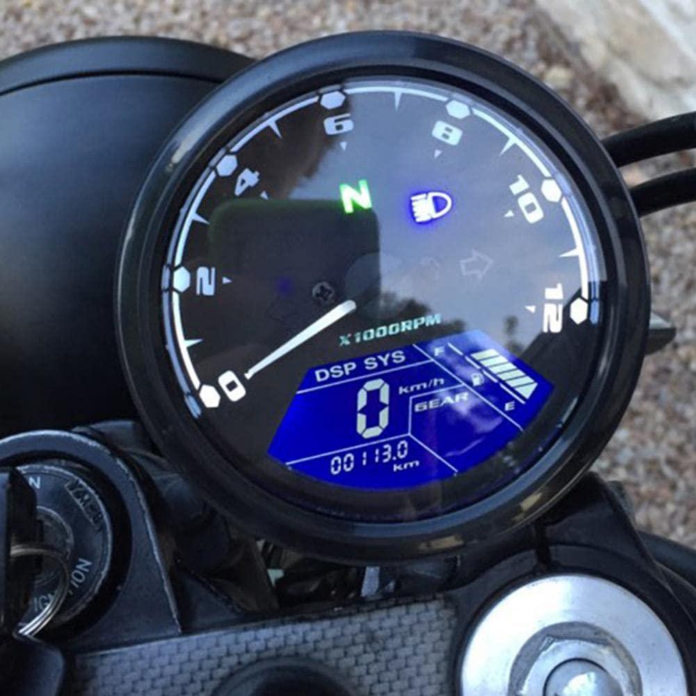 Motorcycle Digital Speedometer Tachometer Gauge DC 12V Universal Tachometer Gauge Motorcycle Gauge Motorcycle LCD Tachometer Odometer Fuel Meter Digital Gauge Universal for Motorcycle image number 2