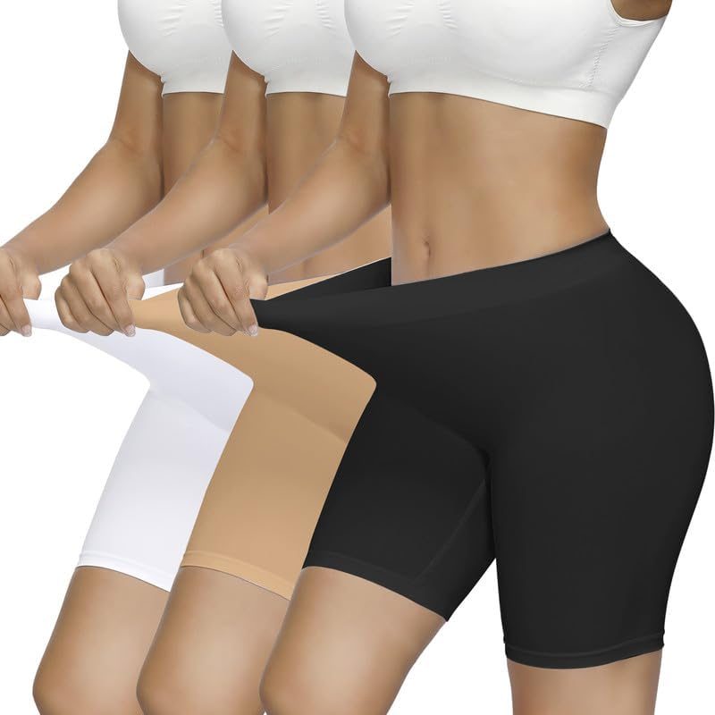 SIMIYA Slip Shorts for Women 3 Pack Comfortable Seamless Smooth High Waisted Boyshorts for under Dresses Anti-Chafing Yoga Shorts image number 3