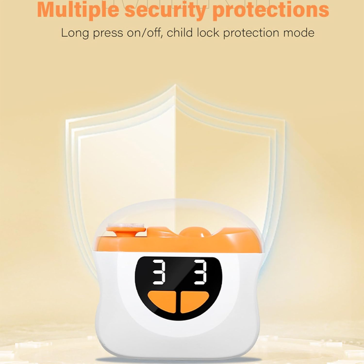 Lisutupode Automatic Nail Clipper | Polishing Automatic Fingernail Trimmer | LED Nail Polishing Cutter with 3-Speed Settings & Scraps Storage for Baby Care Seniors & Home Manicure - Orange image number 5