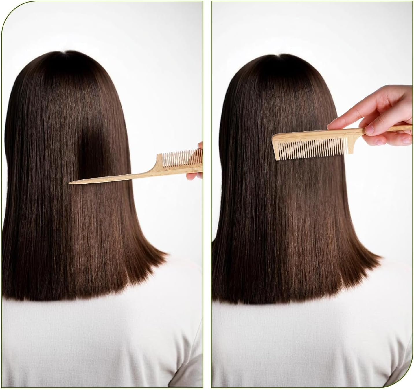 3Pcs Bamboo Combs Natural Wooden Comb Set, Natural Handmade Bamboo Anti-Static Comb Set,Natural Bamboo Comb Set Rat Tail Combs image number 3