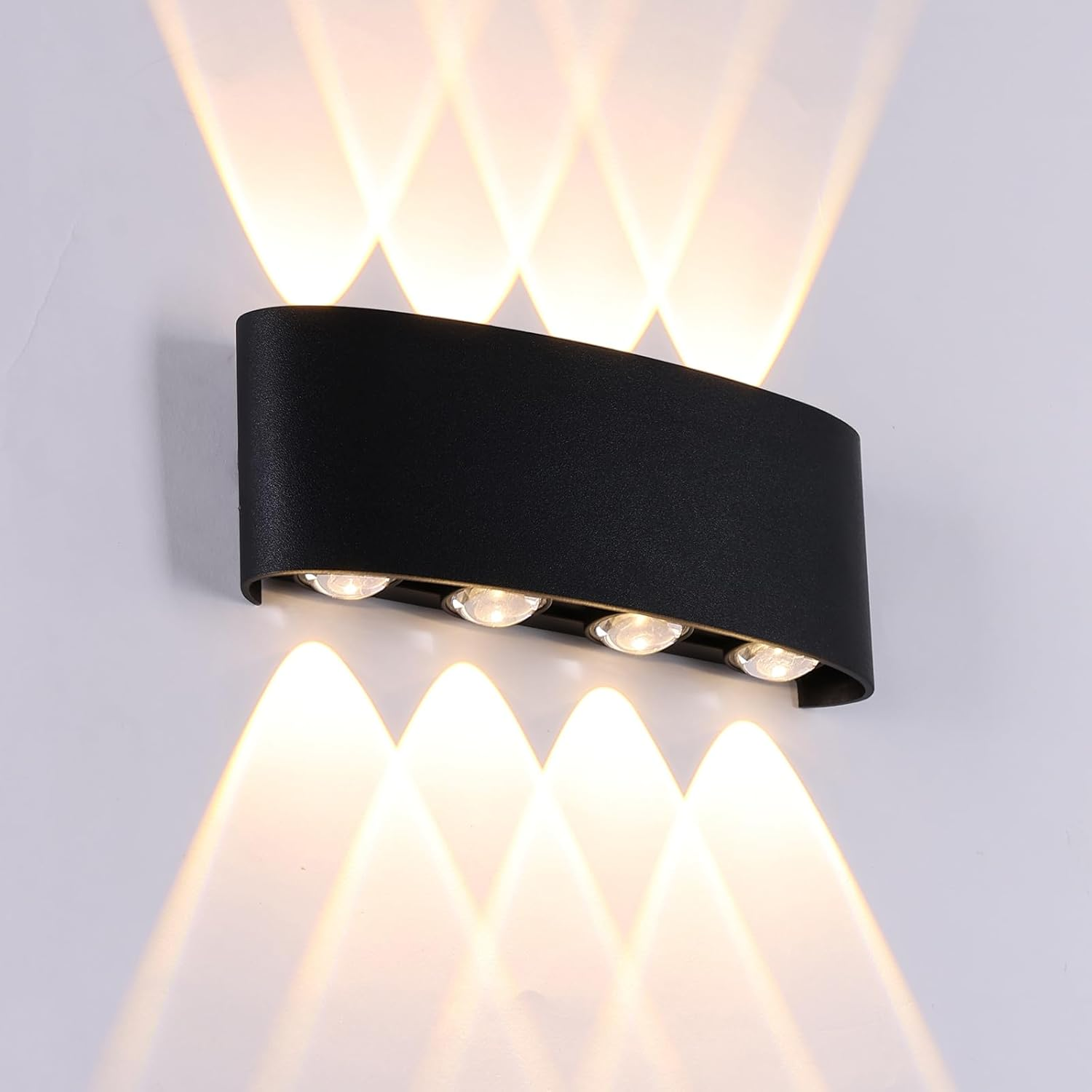 Outdoor Wall Lights, 8W Black Modern Wall Sconce up and down Lights Exterior Warm White Aluminum Wall Light Fixture for Indoor House Porch Garage image number 4