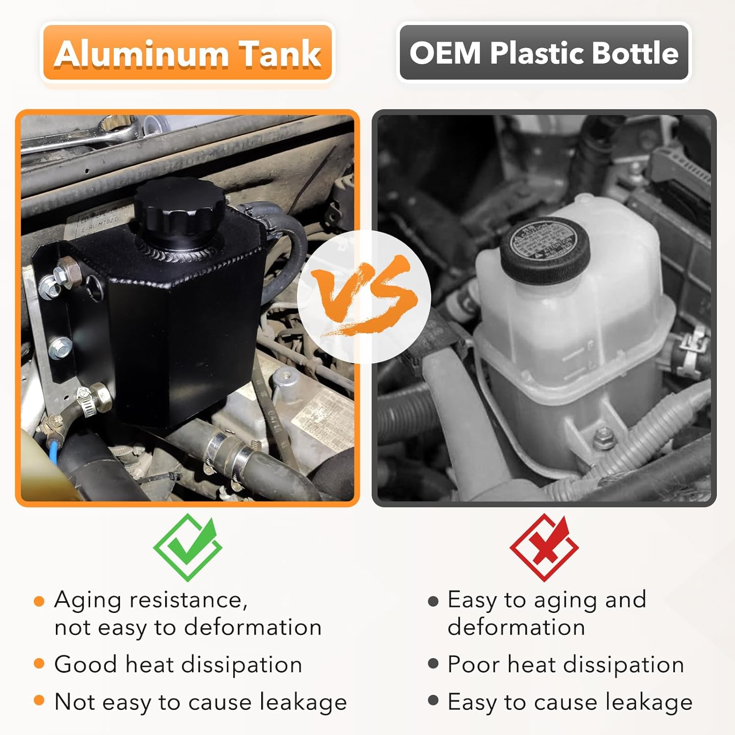 Krimocy 1L Coolant Overflow Tank, Aluminum Radiator Tank, Reservoir Expansion Tank Universal Black image number 6