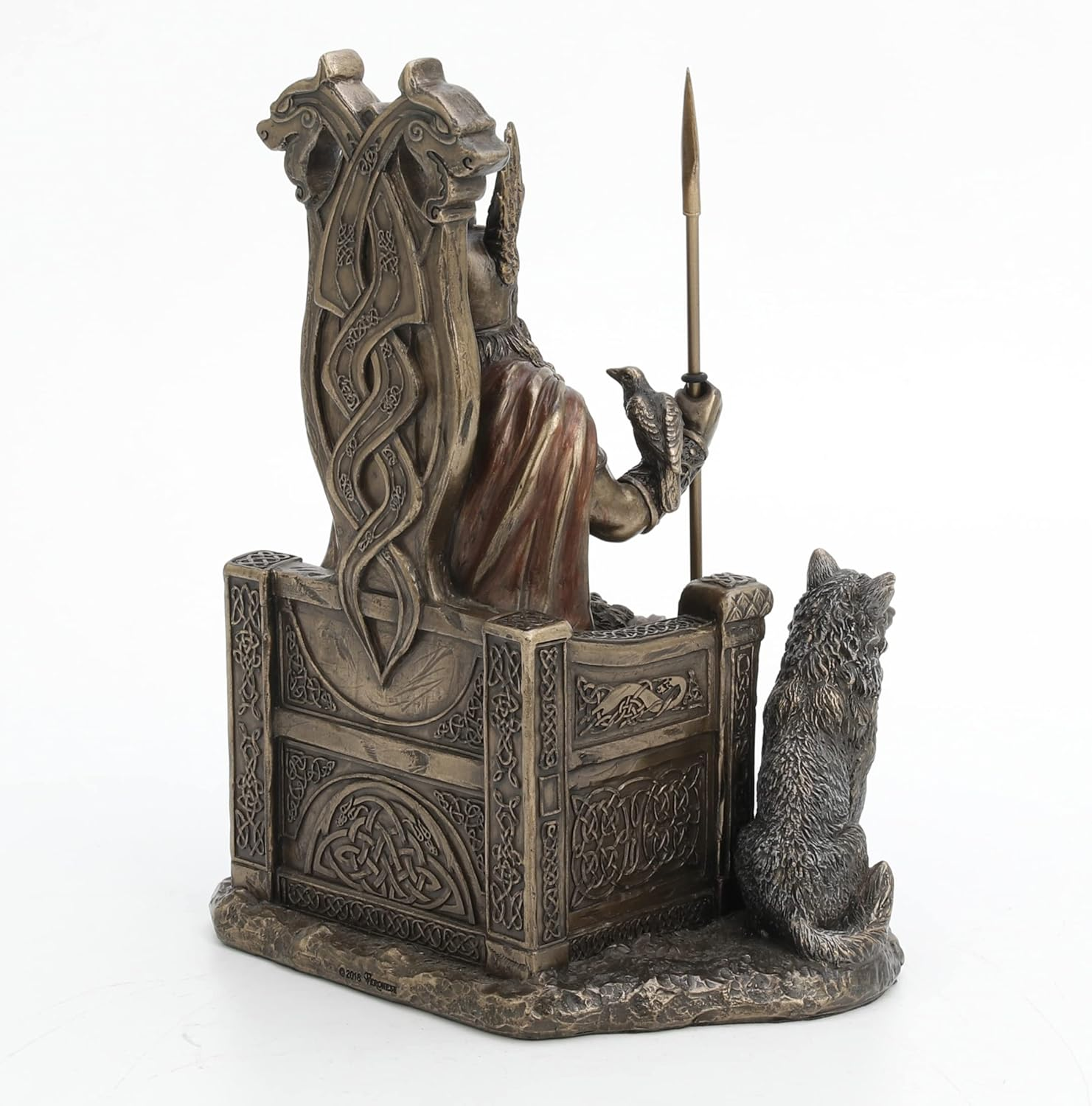 Veronese Design Resin Statues Norse God Odin on Throne with Wolves Bronze Finished Statue 7 X 10.25 X 4.75 Inches Bronze image number 5