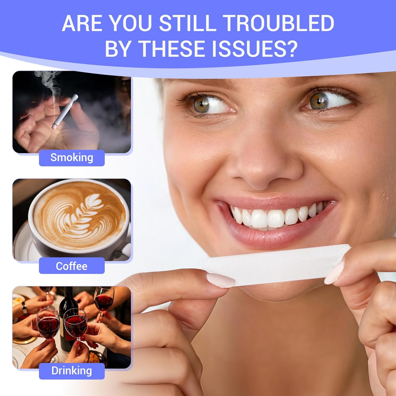 28 Pcs Teeth Whitening Strips, Whitening Strips Kit, Enamel Safe - No Slip, No Sensitivity & Gentle Tooth Whitening & Fresh Breath - Radiant Smile with Prevention of Teeth Stains image number 1