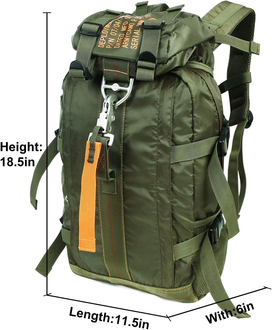 PAIWPHLI Tactical Backpack Flight Parachute Pack Large Lightweight Travel Backpack with Molle for Outdoor - Black image number 2