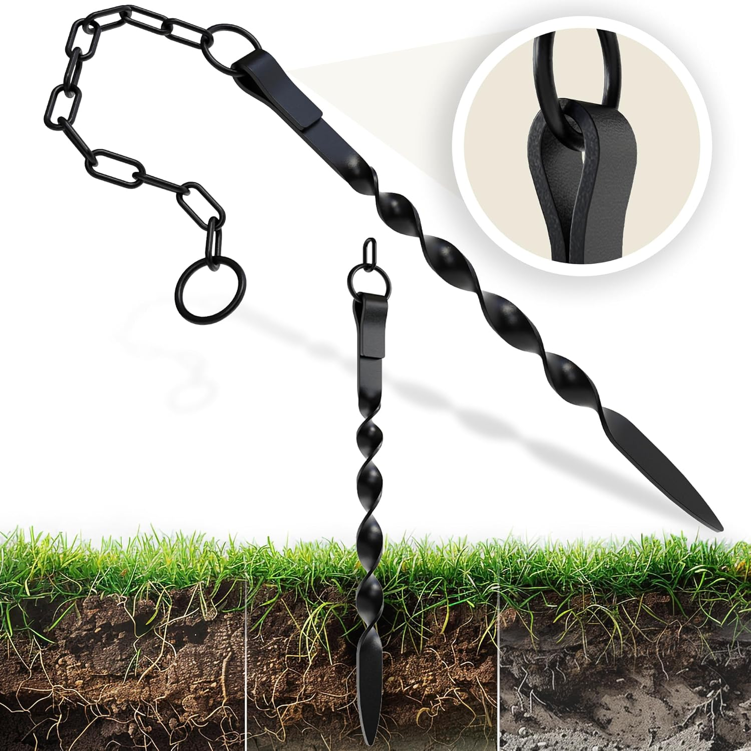 Rain Chains Direct - Rain Chain Ground Anchor/Stake - Aluminum - Black Powder Coated - for Rain Chains