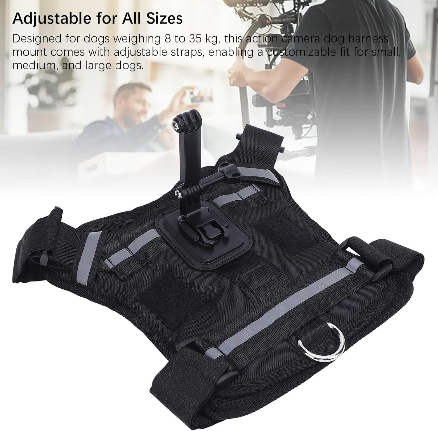 Dog Harness Mount for Action Camera, Nylon Pet Chest and Back Fixation Vest Harnesses for Large Medium and Small Dogs image number 2