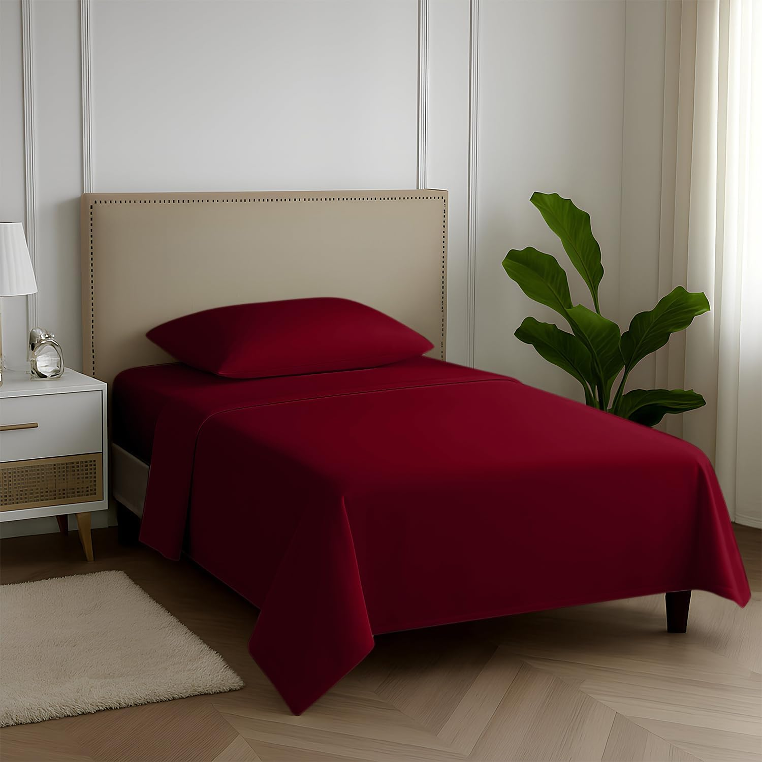 Carressa Linen 100% Egyptian Cotton King Size Sheets Set - 600 Thread Count Egyptian Cotton Sheets King Size (4 PC, Crisp White), Soft, Cooling, 16" Deep Pocket Sateen Weave Luxury Bed Sheet