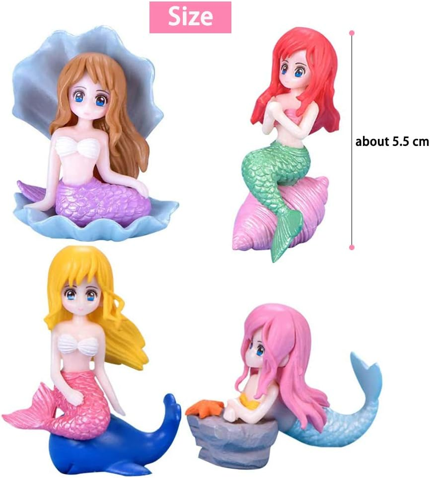 Cake Toppers Mermaid Cake Decoration Kids Cupcake Toppers Birthday Topper Mermaid Party Decorations Cake Ornaments for Girls Mermaid Shell 4 Pcs image number 3
