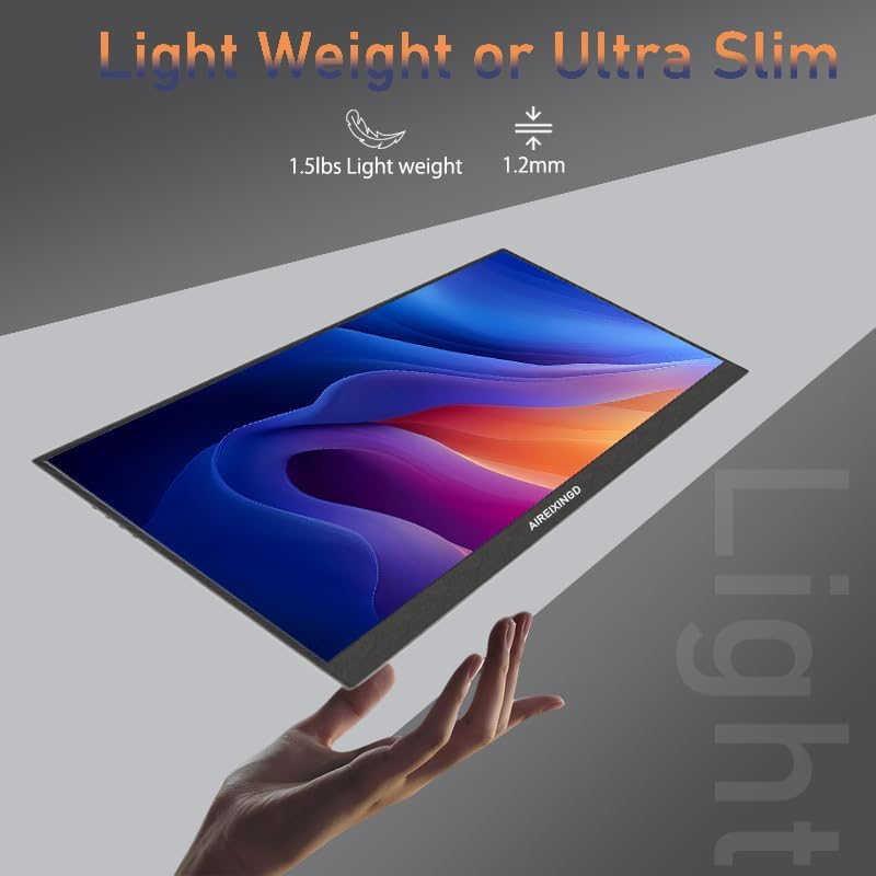 AIREIXINGD 15.6'' Portable Monitor 144HZ FHD 1080P Kickstand Portable Laptop Monitor IPS Computer External Screen USB C HDMI Display for PC MAC Phone Xbox PS5 image number 6