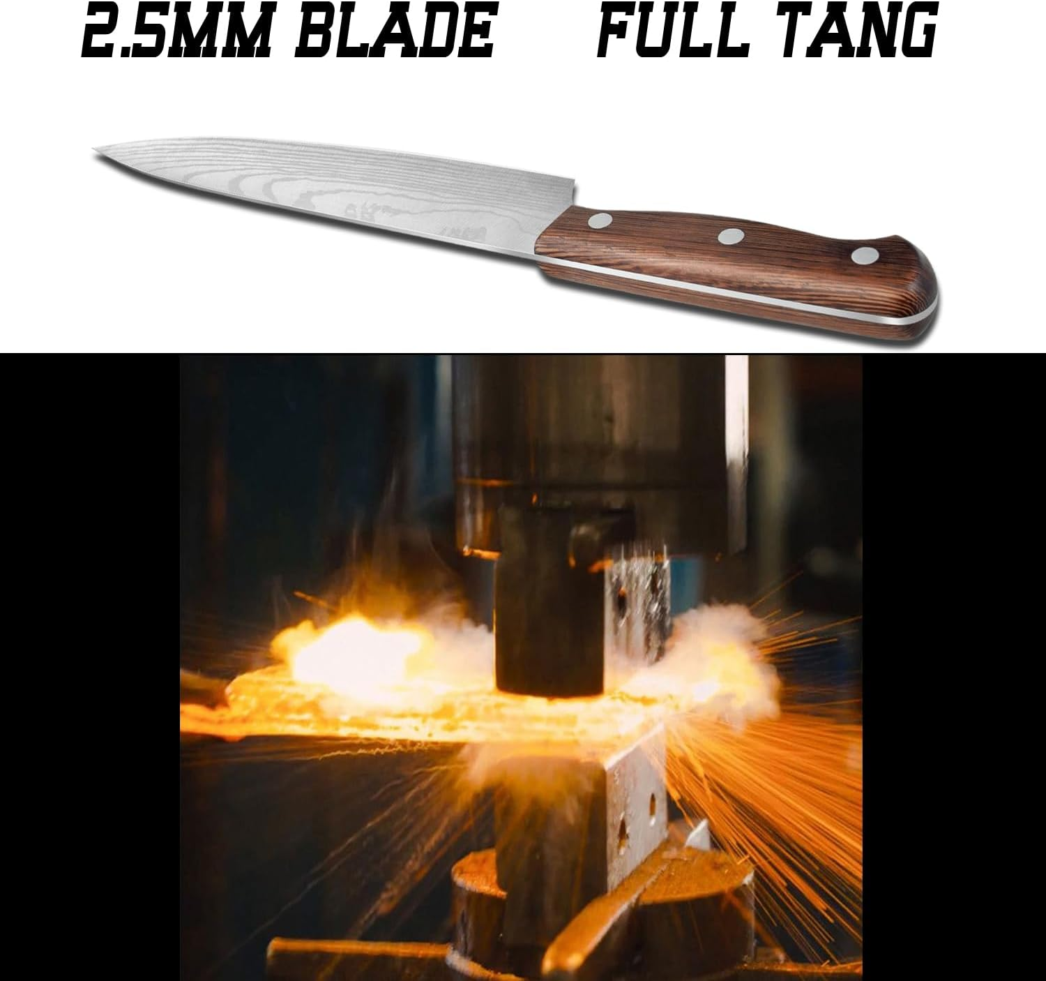 Chef Knife Starter 8 Inch Full Tang Super Sharp Chef'S Knife Home Cook Kitchen Knife Premium Carbon Stainless Steel Universal Knife with Ergonomic Wooden Handle in Gift Box image number 2