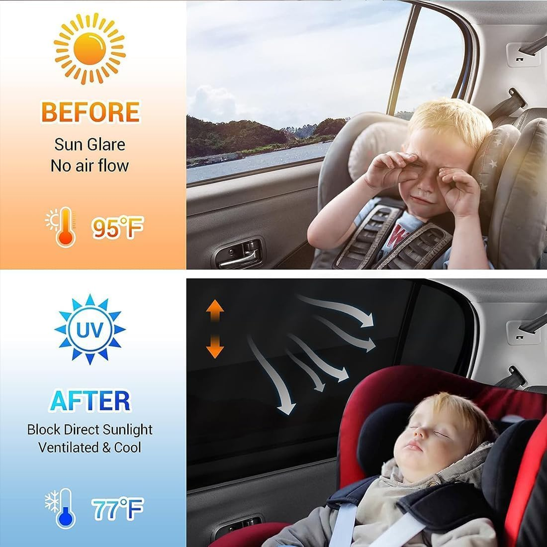 Car Sun Shade,Car Window Shade,Foldable Magnetic Car Side Window Sun Shade and UV Protection Privacy Window Cover（4Pcs,Black） image number 6