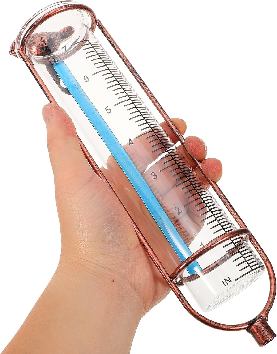 Gadpiparty Glass Rain Gauge Replacement Tube 7-Inch Red Gasket Brass Color Outdoor Rain Gauge Tube for Garden Lawn for Rainfall Monitoring