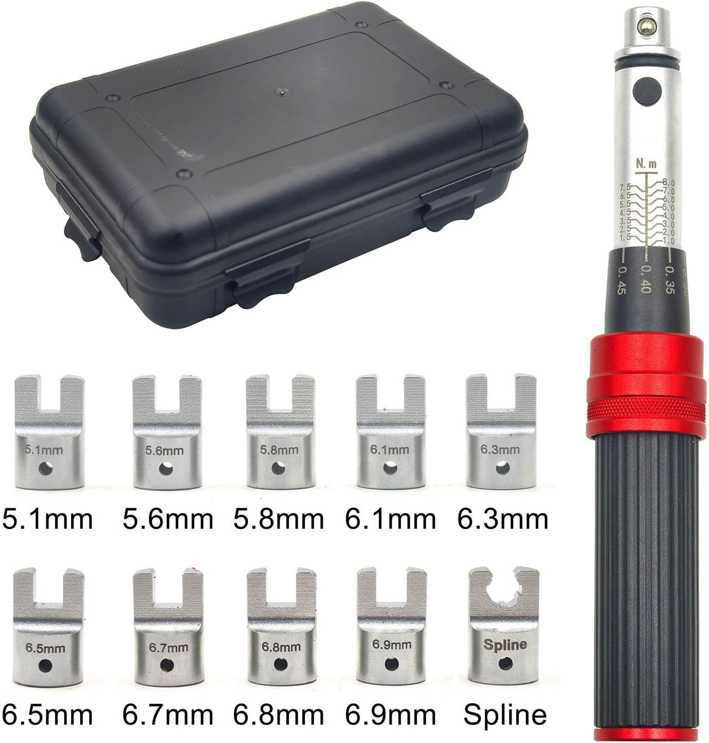 Jectse Spoke Torque Wrench, Motorcycle Spoke Wrench with 5.1-6.9Mm + Spline 10 Adjustable Heads, Alloy Steel, for Motorcycle & Bike image number 2