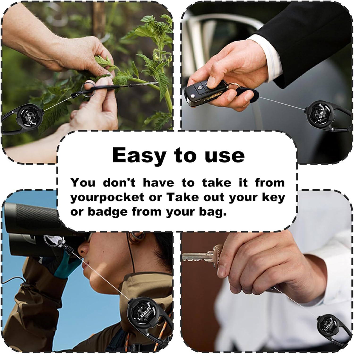 Merrynine Badge Holder 2Pcs, Retractable Keychain Heavy Duty Carabiner, Tactical ID Badge Reel with 80 CM/31.5" Steel Retractable Cord, 2.5 Oz